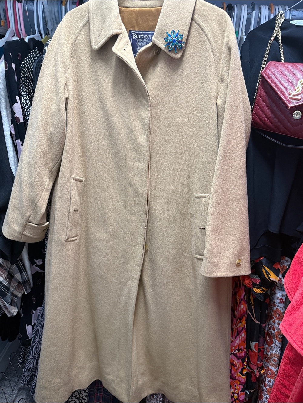 Burberry Camel Wool-Blend Single-Breasted Trench Coat